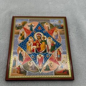 Virgin Of The Unburnt Bush-Virgin Mary & Christ Child In Center Of 8-point Star